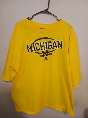 adidas Yellow Michigan Graphic Tee with Navy Print Size 3XL